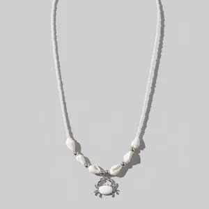 Crab Plaque Bead Necklace