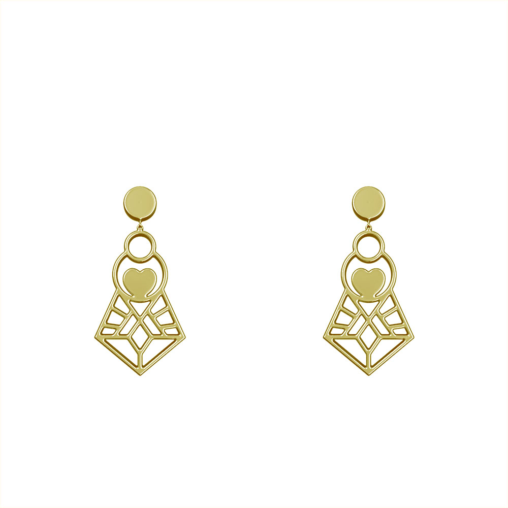 گوشواره طلا 18 عیار زنانه مدوپد مدل هندسی کد GA1-14375