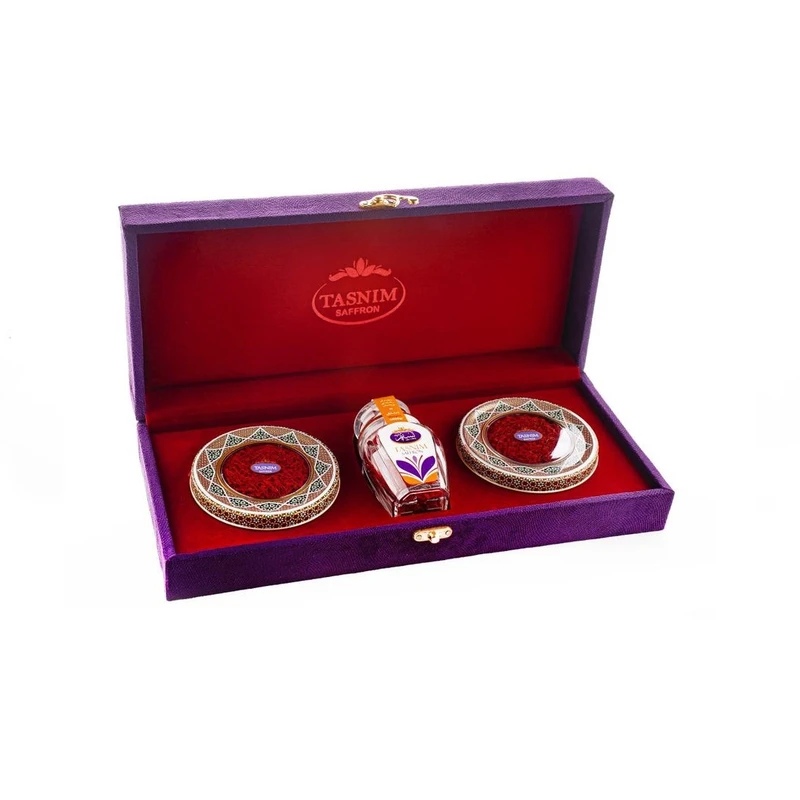 زعفران سرگل خاتم و گوهر تسنیم  مجموعه 3 عددی
