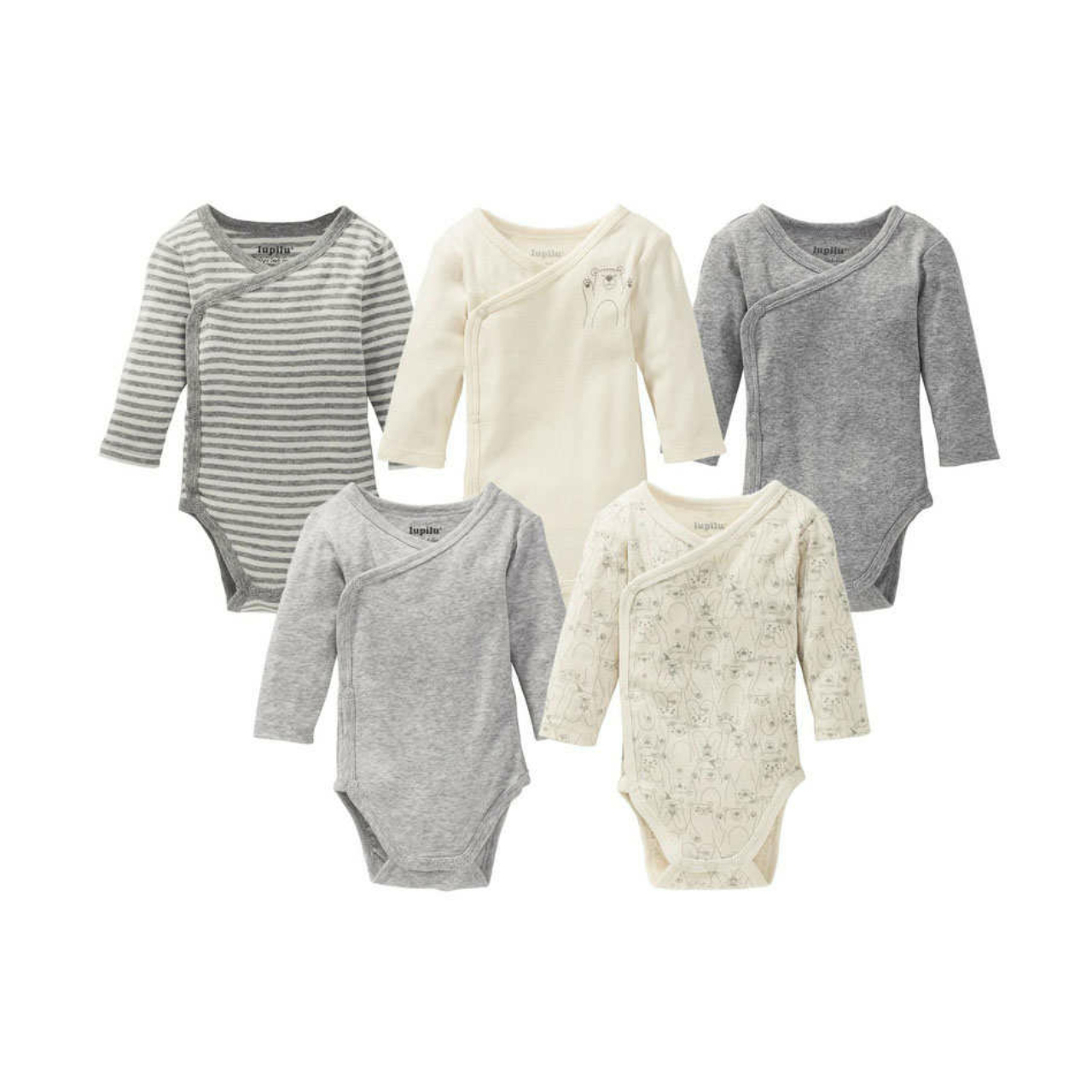 بادی آستین بلند نوزادی لوپیلو کد 1564 مجموعه 5 عددی