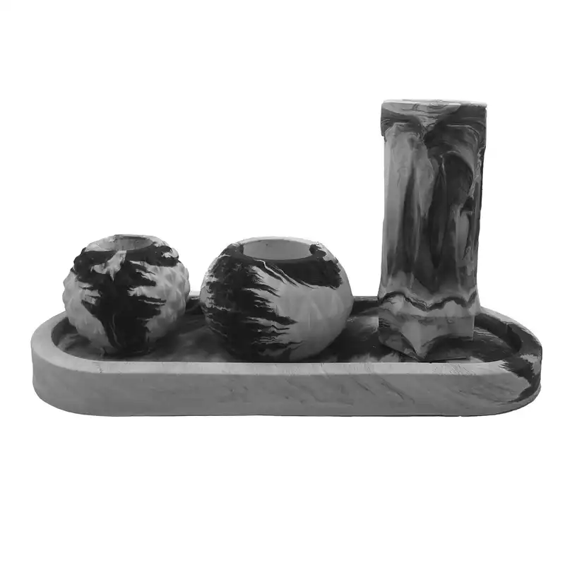 ست 4 تکه جاشمعی و جاعودی و گلدان سنگی کد 281