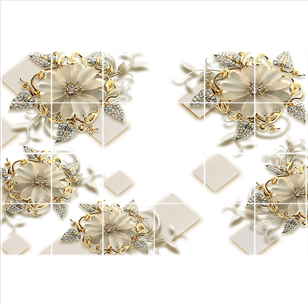 تایل سقفی طرح سه بعدی گل کد 3D1779-24 سایز 60x60 سانتی متر مجموعه 24 عددی