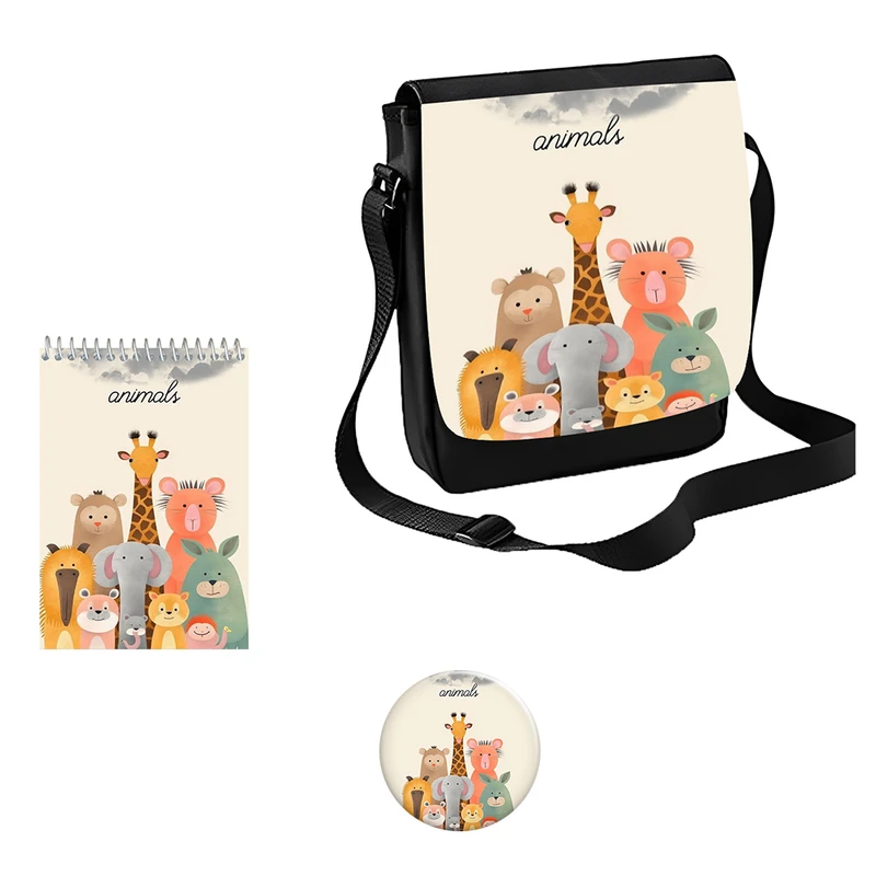 کیف رودوشی مدل حیوانات کیوت کد 2 به همراه دفتر یادداشت و پیکسل