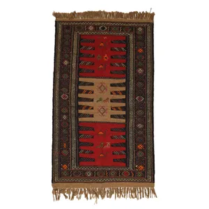 گلیم دستبافت دو متری مدل سفره کردی کد 4020497