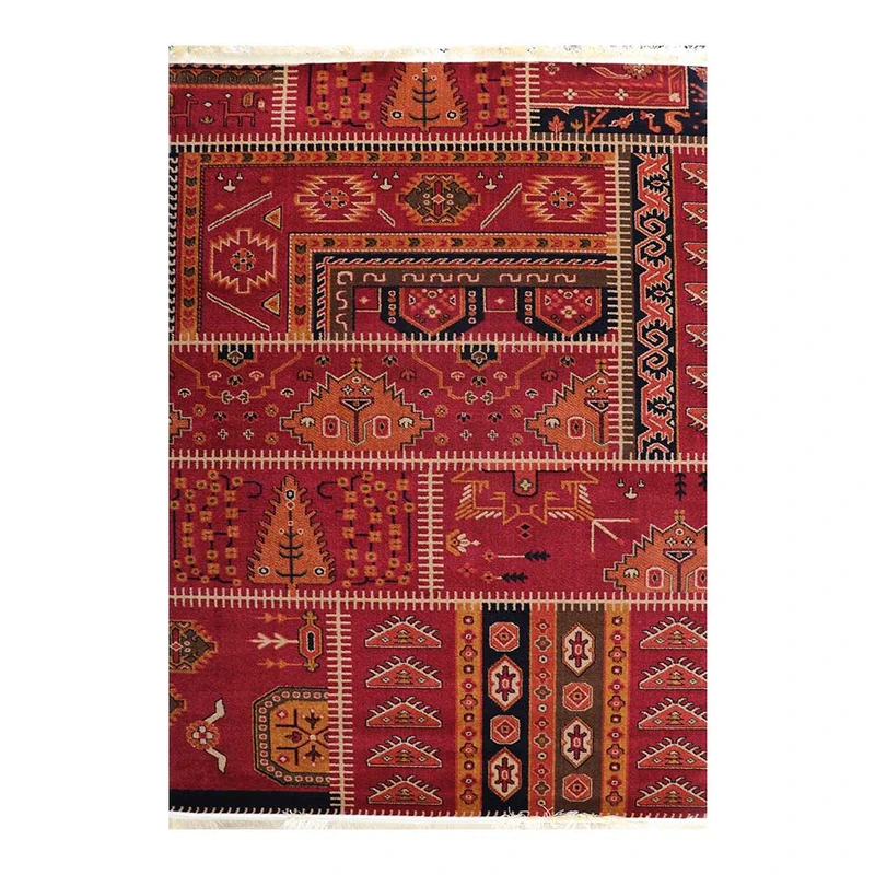 فرش ماشینی 315 شانه فرش سهند زمینه لاکی حاشیه لاکی مدل کوکب کد SAA