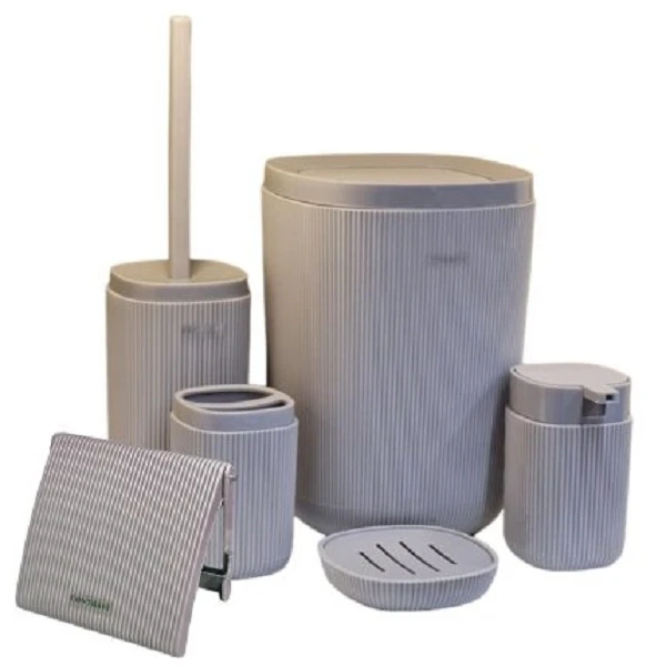 ست سرویس بهداشتی 6 پارچه کنتراست مدل شیاردار روما کد TP740