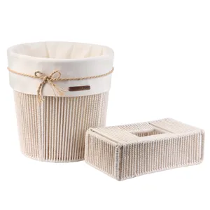 ست سطل و جا دستمال دست بافت مکرومه مدل جانان