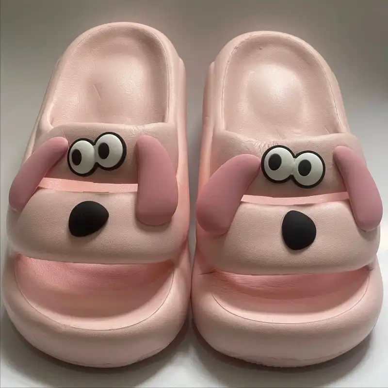 دمپایی زنانه طرح سگ رنگ صورتی