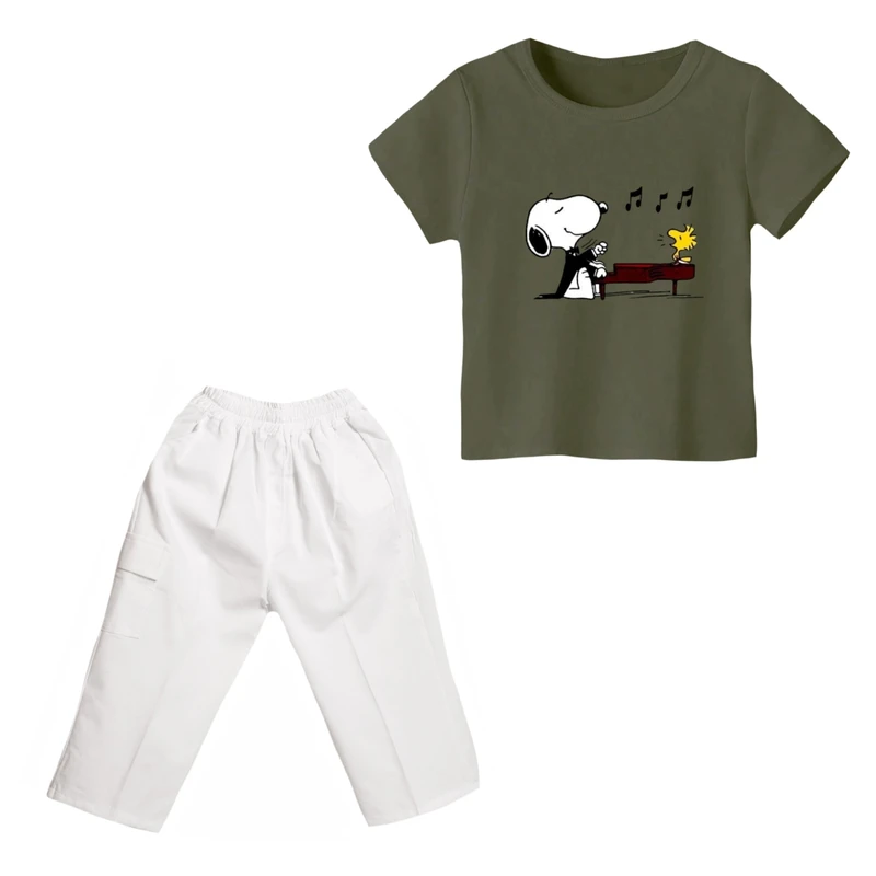 ست تی شرت و شلوارک پسرانه مدل اسنوپی کد 17