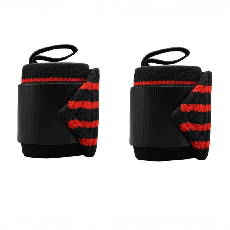 مچ بند بدنسازی مدل کشی پارچه ای لبه چرمی کد gym-60cm بسته دو عددی