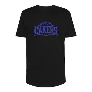 تی شرت لانگ آستین کوتاه  مردانه مدل Lakers کد V19 رنگ مشکی