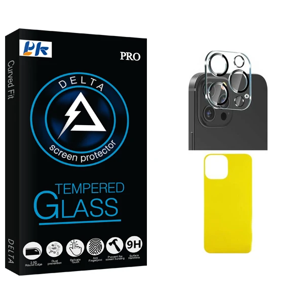 محافظ پشت گوشی پی کی مدل Delta Glass FLL مناسب برای گوشی موبایل اپل iPhone 13 Pro  به همراه محافظ لنز دوربین