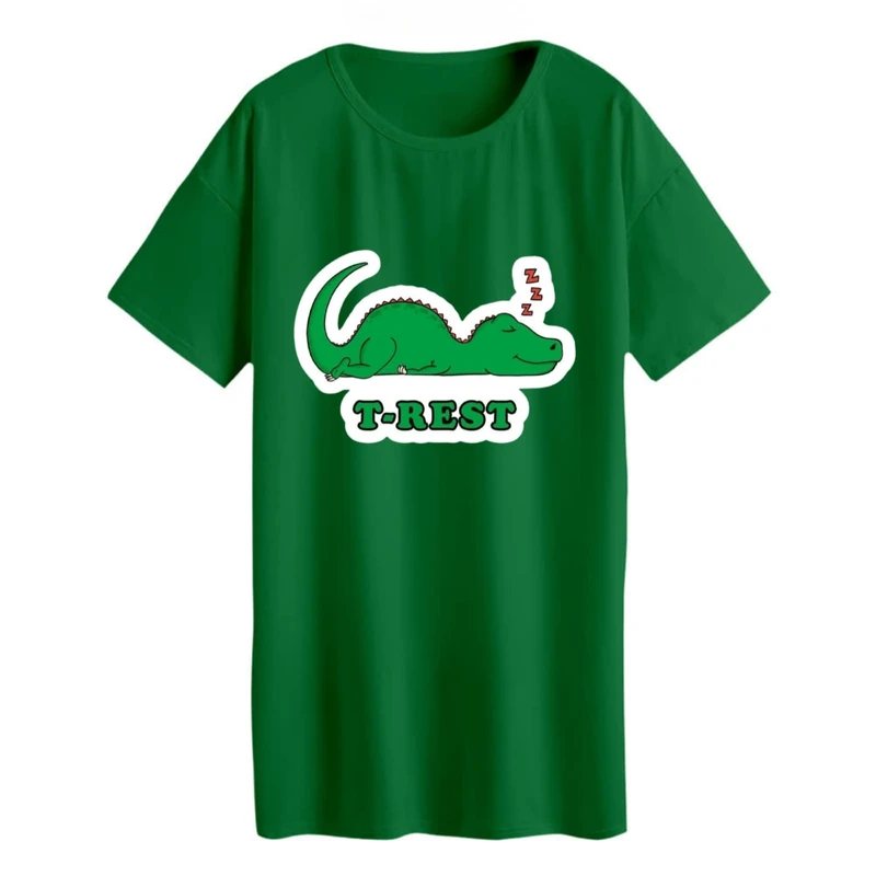 تی شرت لانگ زنانه مدل  دایناسور خسته