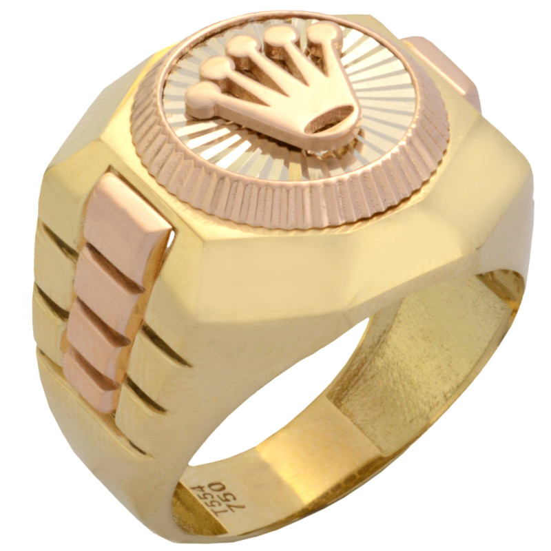 انگشتر طلا 18 عیار مردانه طلای مستجابی مدل تاج کد RTAJ62
