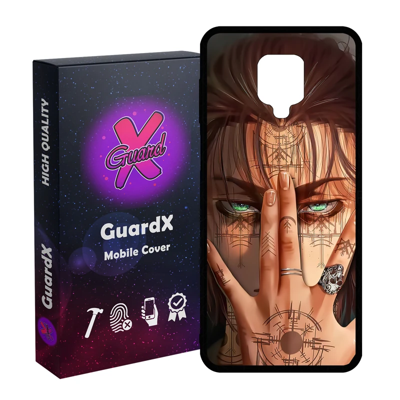 کاور گارد ایکس طرح Eren Anime مدل Glass10449 مناسب برای گوشی موبایل شیائومی Redmi Note9 Pro/Note 9 Pro Max/Redmi Note 9S/MI Poco M2 Pro
