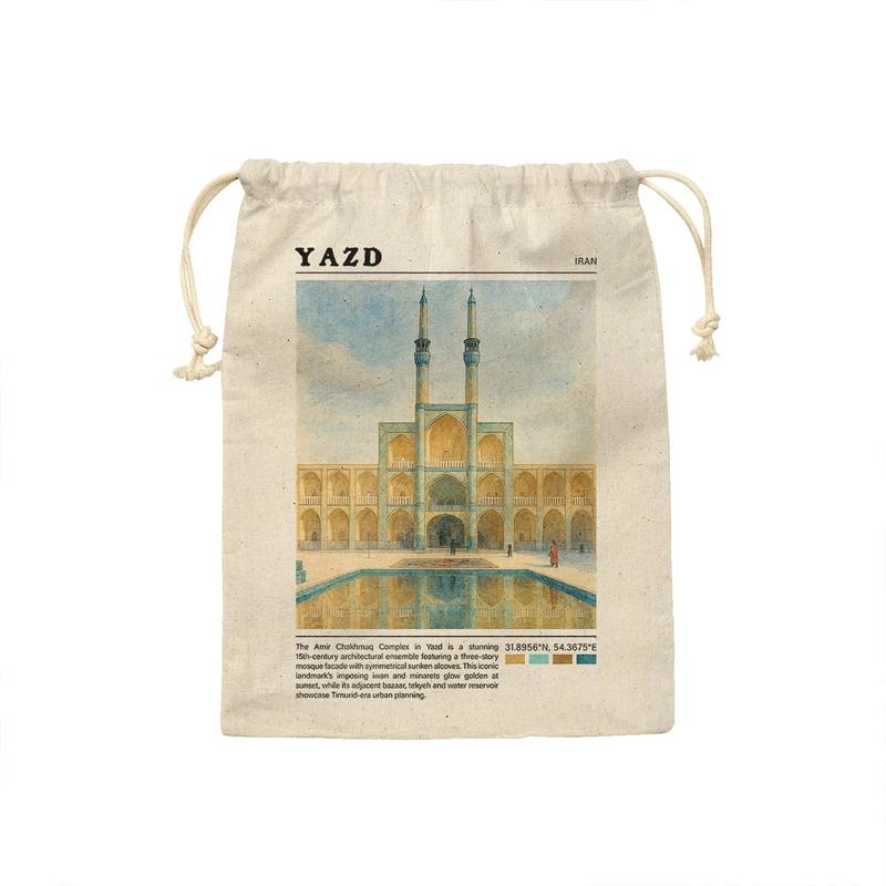 کیسه نان و سبزی ترمه طراحان ایده مدل مسجد امیر چخماق یزد کد map0841 - S سایز 19x19 سانتی متر