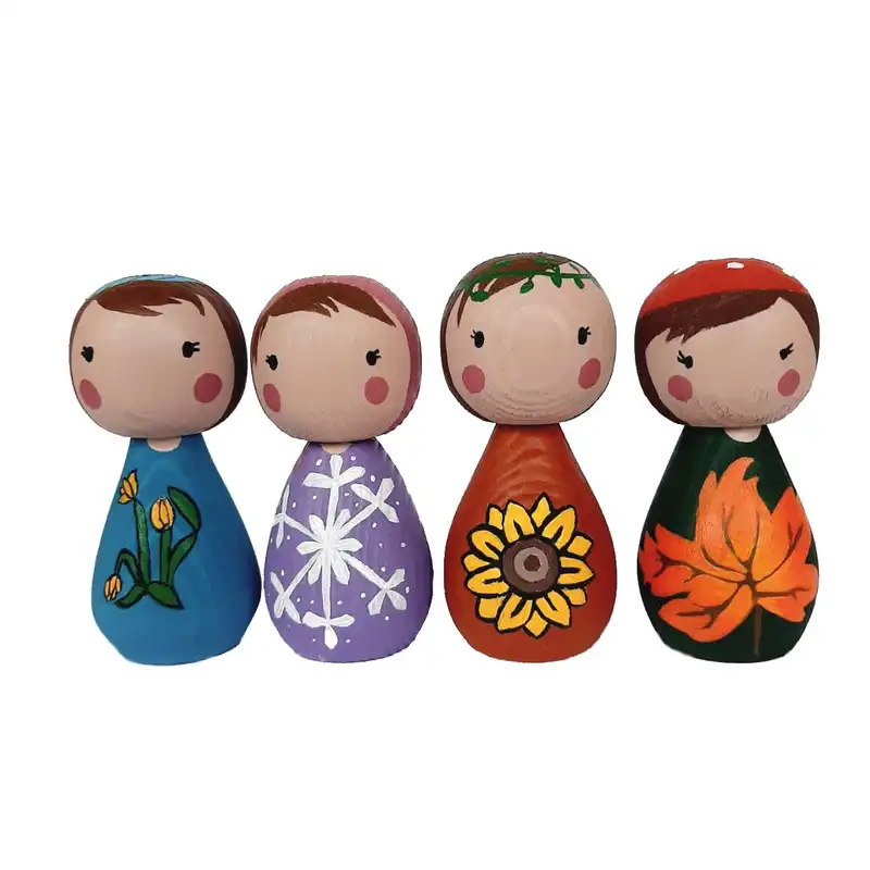 عروسک چوبی مدل پری فصل ها کد PF02 مجموعه 4 عددی