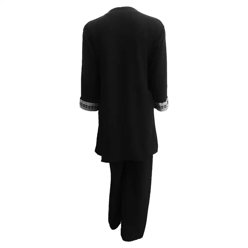 مانتو و شلوار زنانه مدل نخی ابر و بادی سنتی کد tm-2473 رنگ مشکی