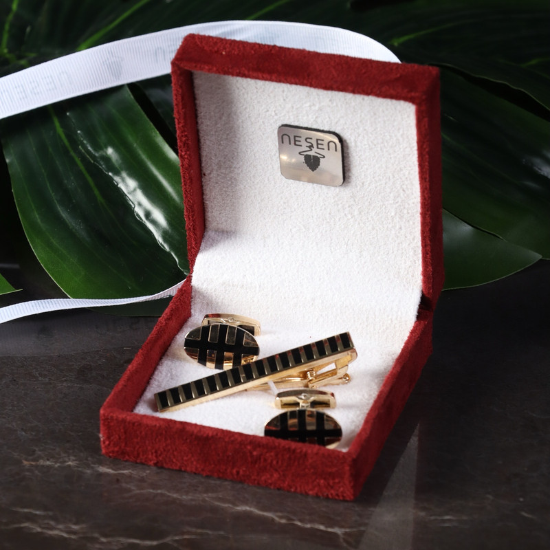 ست دکمه سردست و گیره کراوات مردانه نسن مدل ST4