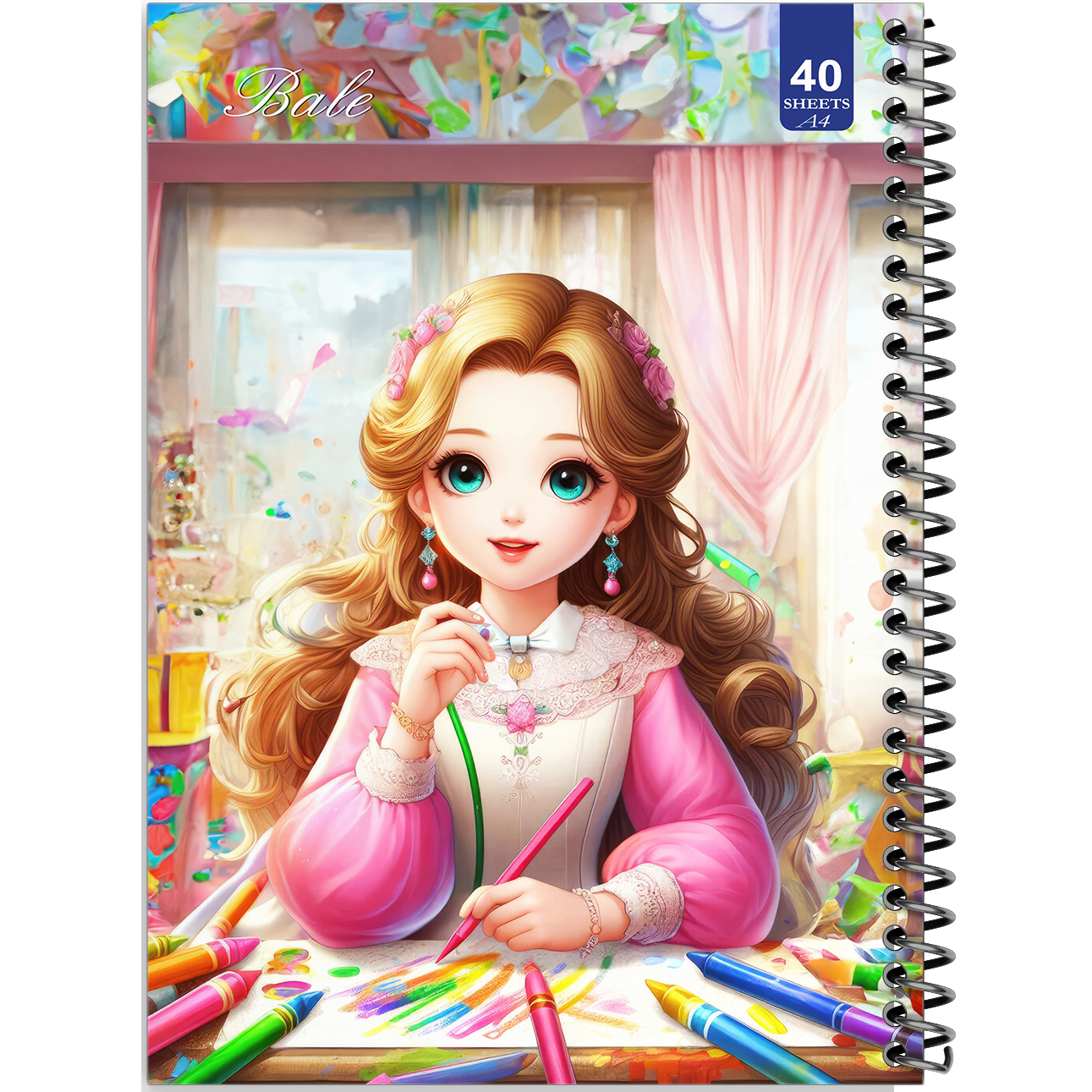 دفتر نقاشی 40 برگ انتشارات بله طرح دختر طراح کد A4-K163