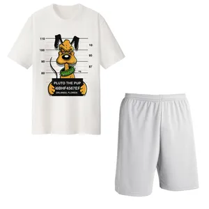 ست تی شرت و شلوارک مردانه مدل سگ خشمگین کد Da 416S رنگ سفید