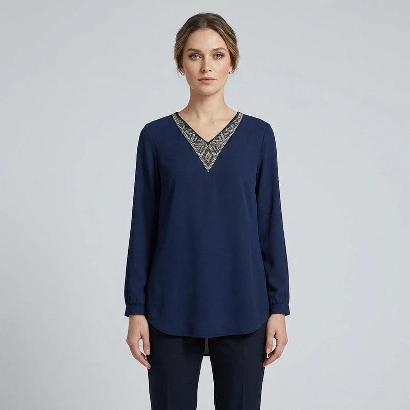تونیک زنانه نگین دار مجلسی مدل N-22330