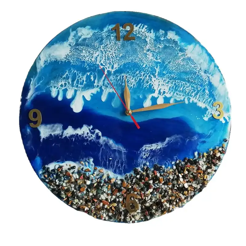 ساعت رزینی طرح موج دریا با شن ریزه