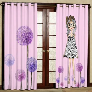 پرده مدل دختر و قاصدک هازان پانچی کد 4188 سایز 140x200 سانتی متر