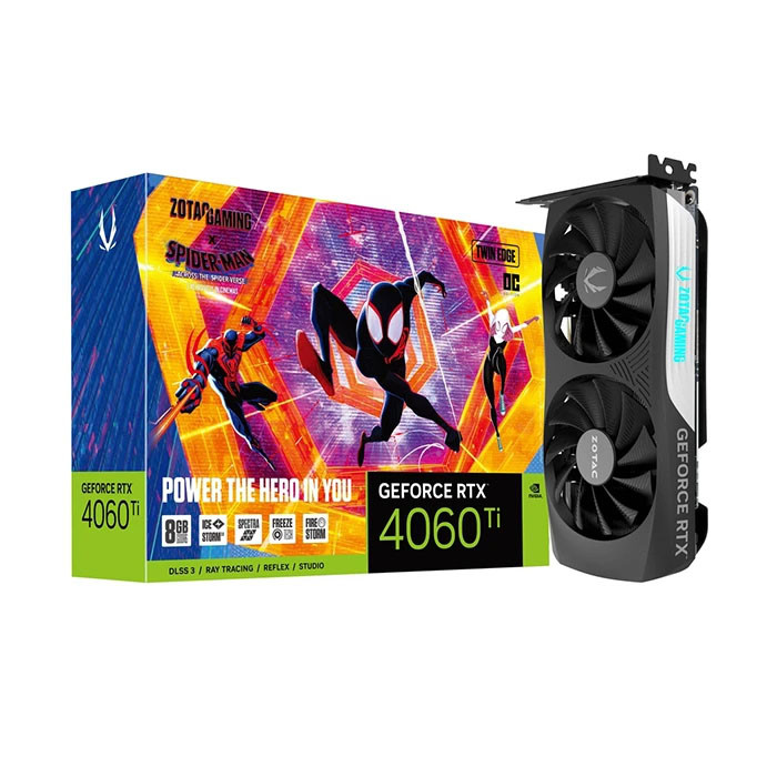 کارت گرافیک زوتک مدل GeForce RTX 4060 TI 8GB Twin Edge OC SPIDER-MAN