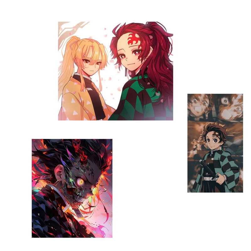 استیکر لپ تاپ و موبایل مدل انیمه طرح شیطان کش تانجیرو کامادو demon slayer kamado tanjiro کد 887 مجموعه 3 عددی