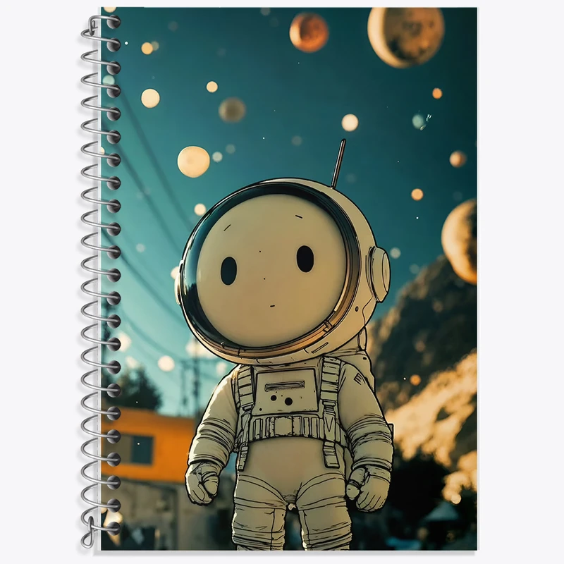 دفتر زبان 50 برگ خندالو مدل دو خط طرح فضانورد کیوت کد F6045