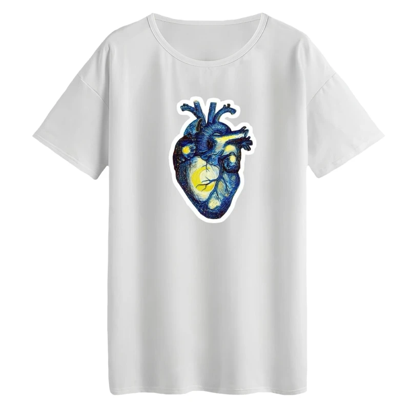 تی‌شرت لانگ آستین کوتاه زنانه مدل قلب مینیمال کد 03