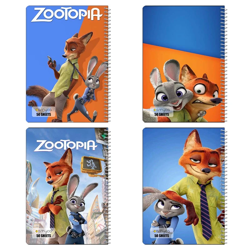 دفتر نقاشي 50 برگ کارنيکا طرح زوتوپیا Zootopia کد 51347 مجموعه 4 عددی