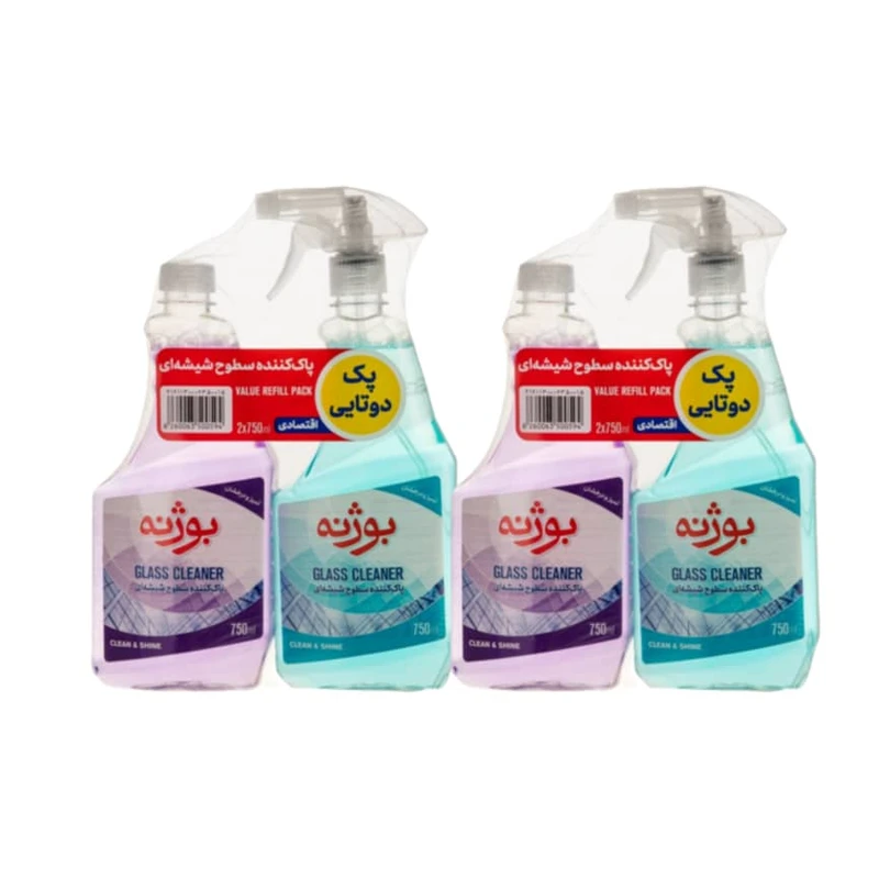 پاک کننده سطوح شیشه‌ای بوژنه مدل 002 حجم 750 میلی لیتر بسته 4 عددی