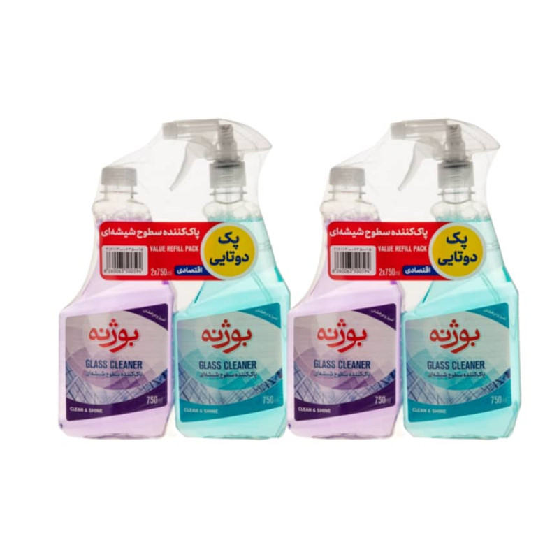 پاک کننده سطوح شیشه‌ای بوژنه مدل 002 حجم 750 میلی لیتر بسته 4 عددی