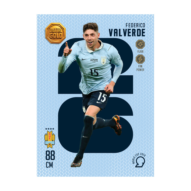 شمش طلای دیجیتال 18 عیار سوت مدل والورده VALVERDE طرح کارت فوتبالی جام جهانی 2026 کد SO10116026