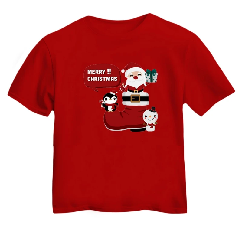 تی شرت آستین کوتاه بچگانه مدل پنگوئن کریسمس کد 3