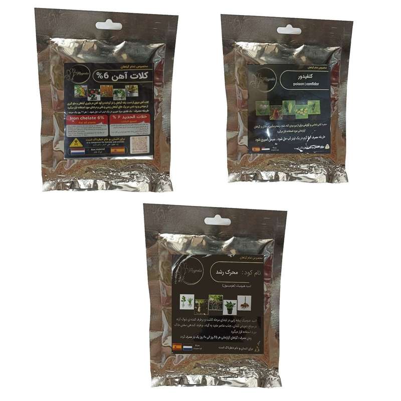کود کلات آهن و محرک رشد هیومیک اسید و کنفیدور مدل raw material وزن 150 گرم بسته 3 عددی