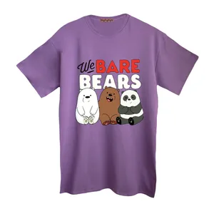 تی شرت لانگ آستین کوتاه زنانه مدل سه خرس رنگ یاسی