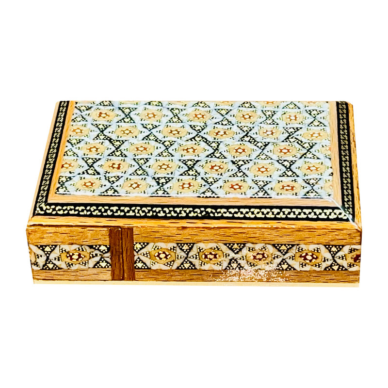 جا کارتی خاتم کاری چوبی صنایع دستی فاخر مدل درب دار ممتاز کد 11p8