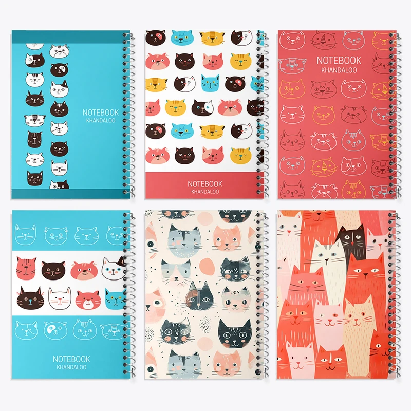 دفتر نقاشی 50 برگ خندالو طرح گربه (Cat) کد 118 مجموعه 6 عددی