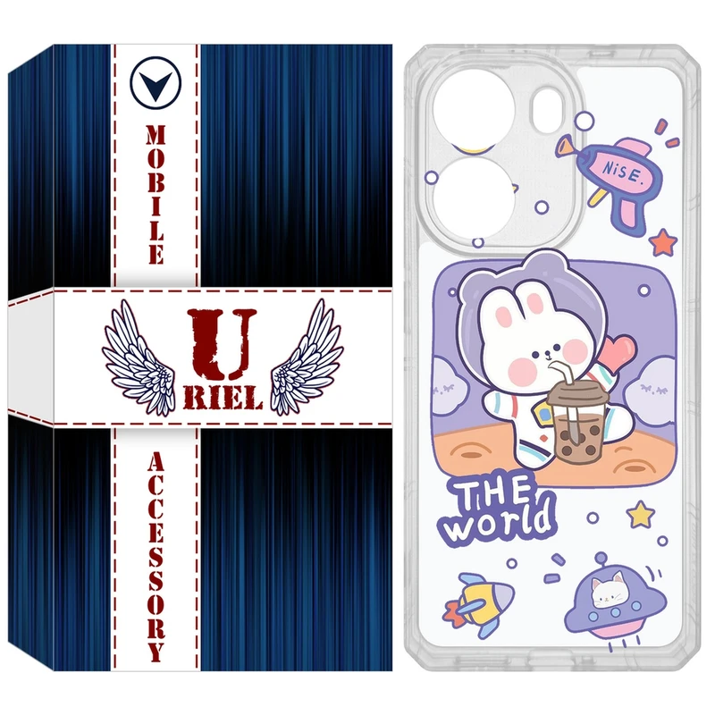 کاور یوریل مدل Clear کد 8 طرح خرگوش فضانورد مناسب برای گوشی موبایل شیائومی Poco X7 Pro