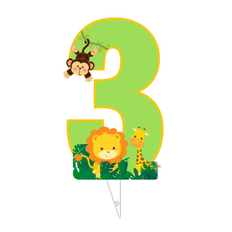 تاپر تولد طرح عدد 3 مدل حیوانات جنگل