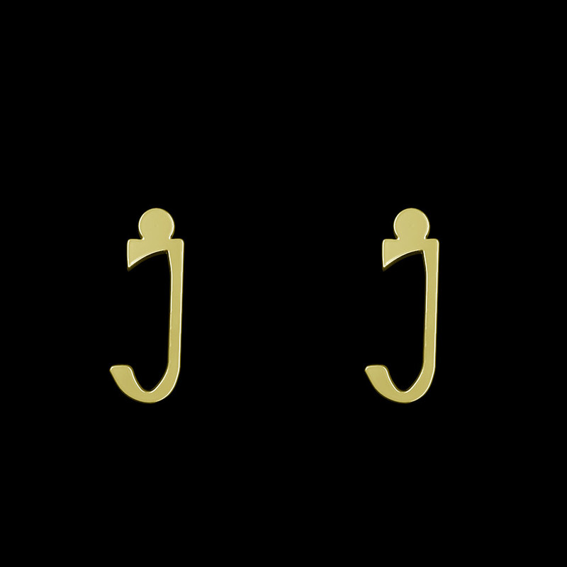 گوشواره طلا 18 عیار زنانه مدوپد مدل حرف J کد GA1-16770