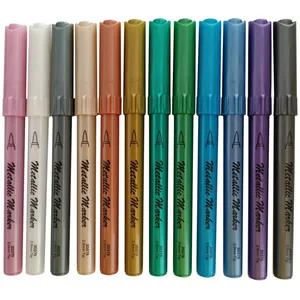 ماژیک رنگ آمیزی مدل براش متالیک بسته ۱۲ عددی