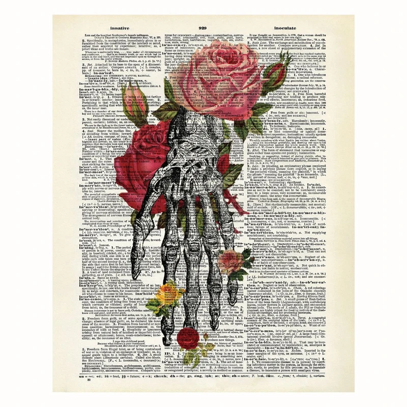 پوستر مدل گل‌ها و دست استخوانی  کد KH001894