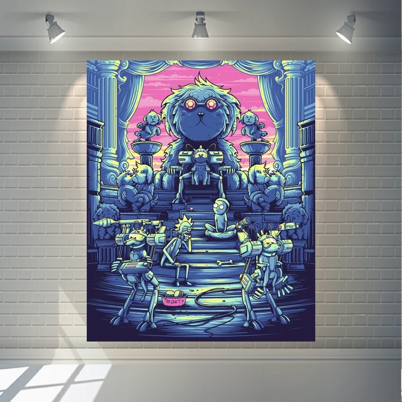 پوستر دیواری طرح ریک مورتی مدل تخت پادشاهی کد SDB8013