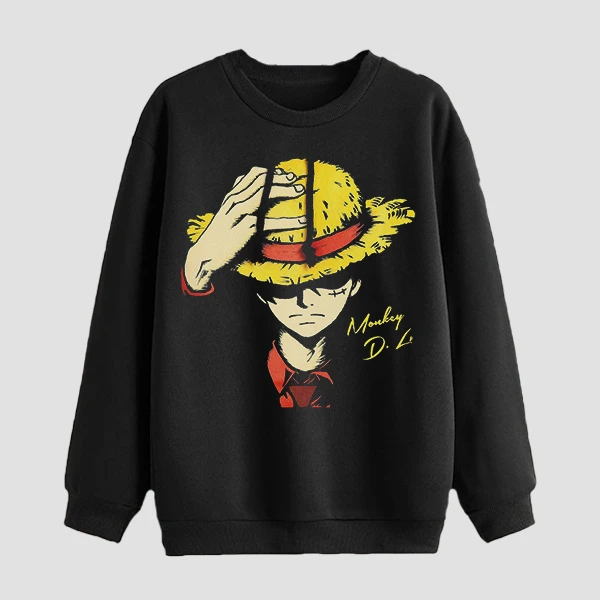 سویشرت مردانه مدل دورس انیمه ای وان پیس شخصیت لوفی anm254