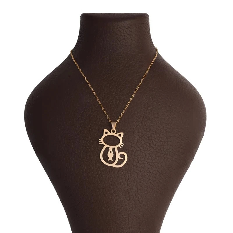 گردنبند طلا 18 عیار زنانه رضا گلد مدل گربه