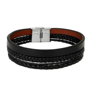 دستبند مردانه مدل نوآر الیت چرم طبیعی کد 6139